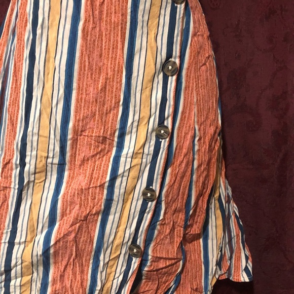 Xhilaration Orange Stripe Wrap Around Button Dress - Picture 4 of 5